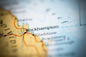 An image of Rockhampton on a map